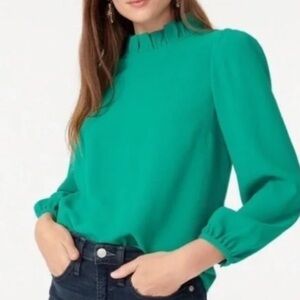 J Crew AI563 long sleeve ruffle neck blouse XS